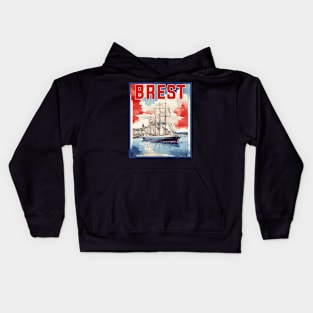 Brest France Vintage Travel Poster Tourism Kids Hoodie